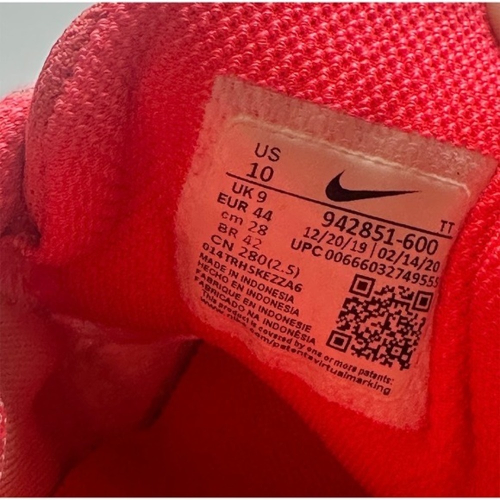 Nike Air Zoom Pegasus 35 Bright Crimson Running Shoes 942851-600 Mens 10 - Picture 6 of 6